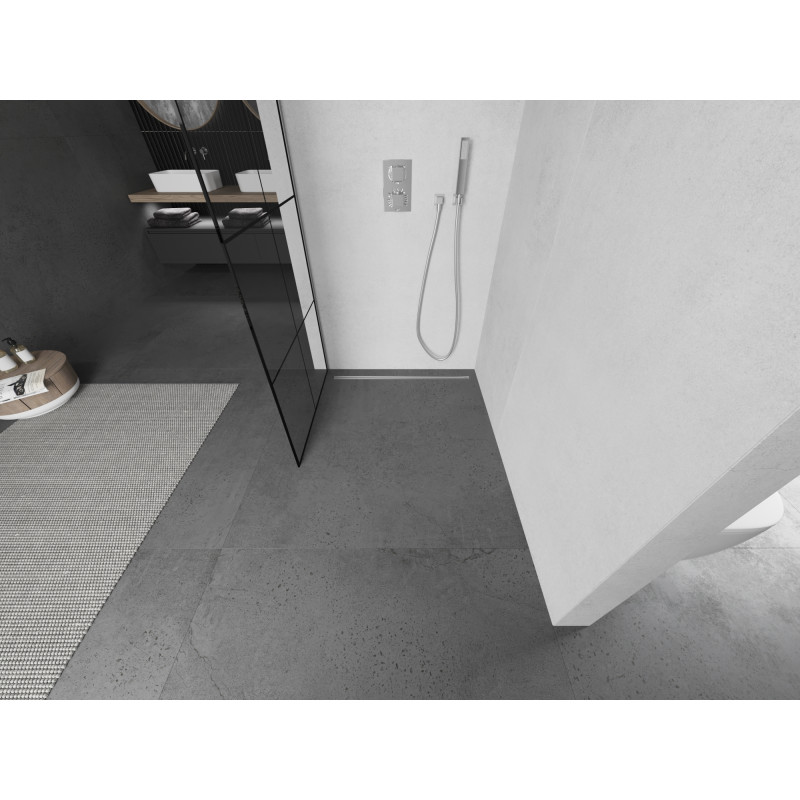 Mexen Kioto inloopdouchewand 90 x 200 cm, zwart raster 8 mm, chroom - 800-090-101-01-77