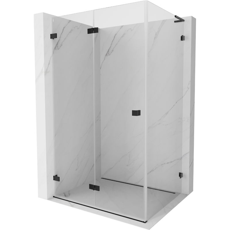 Mexen Lunar-F L opvouwbare douchecabine links 100 x 90 cm, transparant, zwart - 836L-100-090-70-00-L