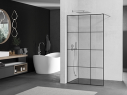 Mexen Kioto pregrada za tuš Walk-in 100 x 200 cm, crna mreža 8 mm, krom - 800-100-101-01-77