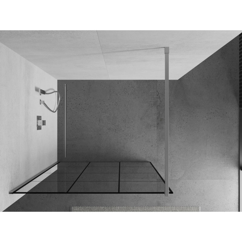 Mexen Kioto parete doccia Walk-in 110 x 200 cm, griglia nera 8 mm, cromo - 800-110-101-01-77