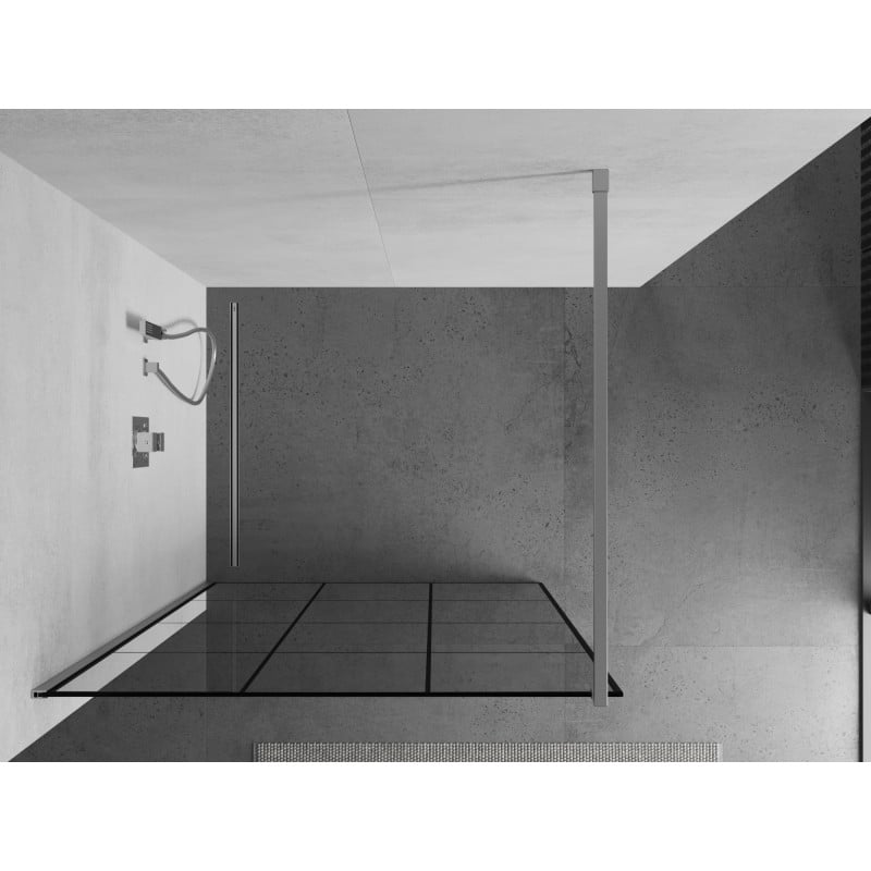 Mexen Kioto parete doccia Walk-in 120 x 200 cm, griglia nera 8 mm, cromo - 800-120-101-01-77