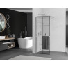 Mexen Kioto+ dušisein riiuliga Walk-in 80 x 200 cm, must ruudustik, kroom - 800-080-121-01-77