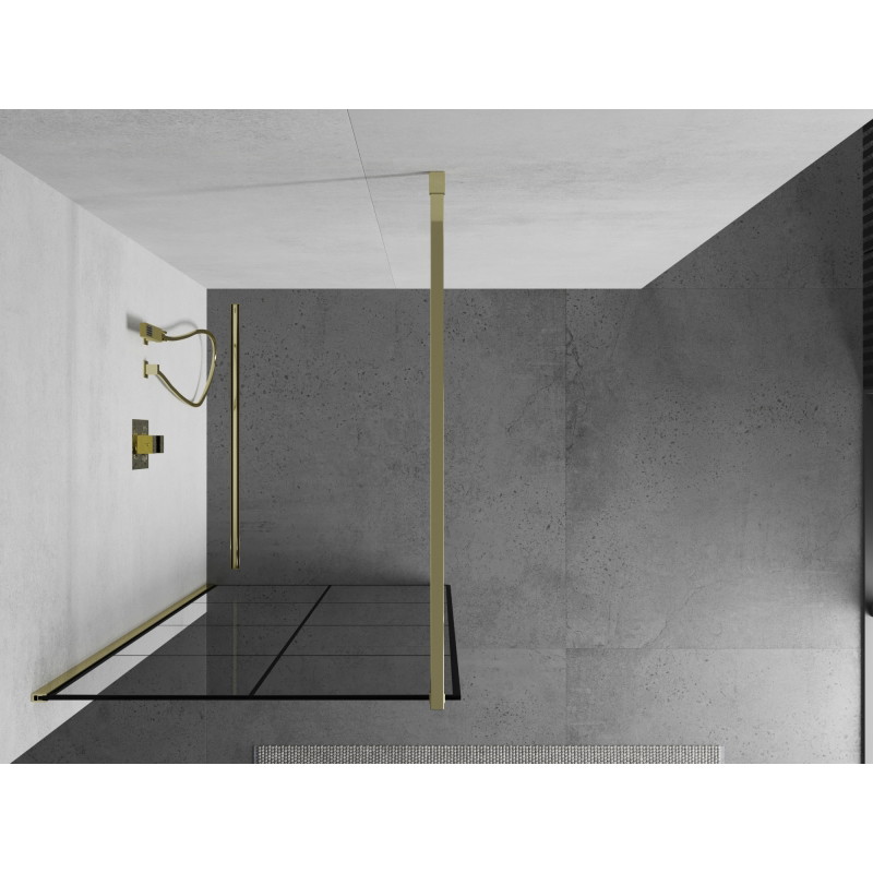 Mexen Kioto dušisein Walk-in 80 x 200 cm, must ruudustik 8 mm, kuldne - 800-080-101-50-77