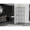 Mexen Kioto paroi de douche Walk-in 100 x 200 cm, grille noire 8 mm, dorée - 800-100-101-50-77
