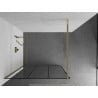 Mexen Kioto paroi de douche Walk-in 100 x 200 cm, grille noire 8 mm, dorée - 800-100-101-50-77