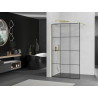 Mexen Kioto mampara de ducha Walk-in 120 x 200 cm, cuadrícula negra de 8 mm, dorada - 800-120-101-50-77