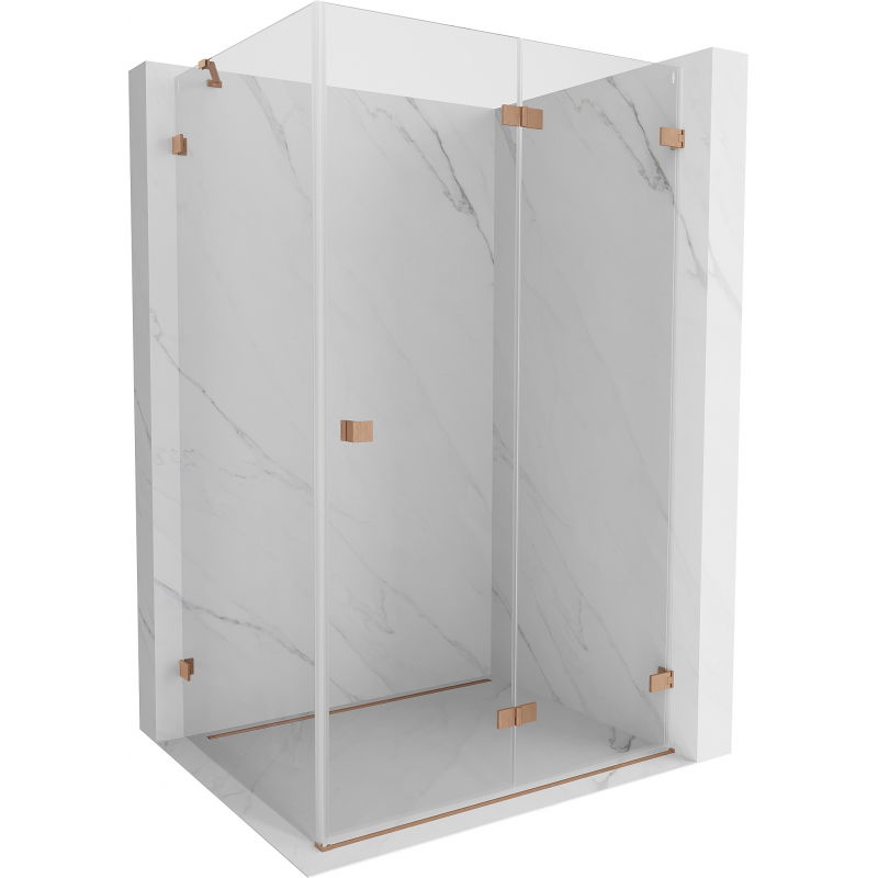 Mexen Lunar-F cabine de douche pliante droite 100 x 70 cm, transparent, cuivre brossé- 836-100-070-65-00-P