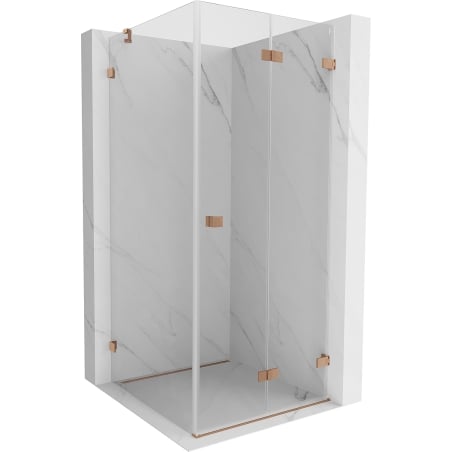 Mexen Lunar-F cabine de douche pliante droite 80 x 80 cm, transparent, cuivre brossé- 836-080-080-65-00-P