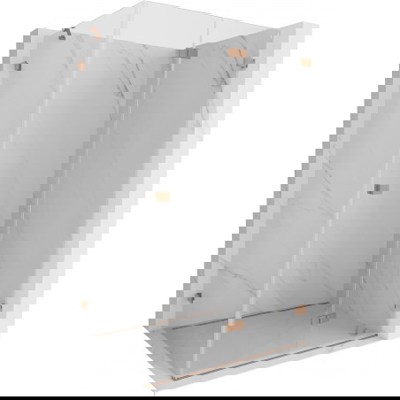 Mexen Lunar-F zložljiva tuš kabina desna 85 x 80 cm, prozorna, brušena medenina - 836-085-080-65-00-P