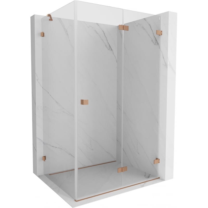 Mexen Lunar-F klappbare Duschkabine rechts 90 x 80 cm, transparent, gebürstetes Kupfer- 836-090-080-65-00-P