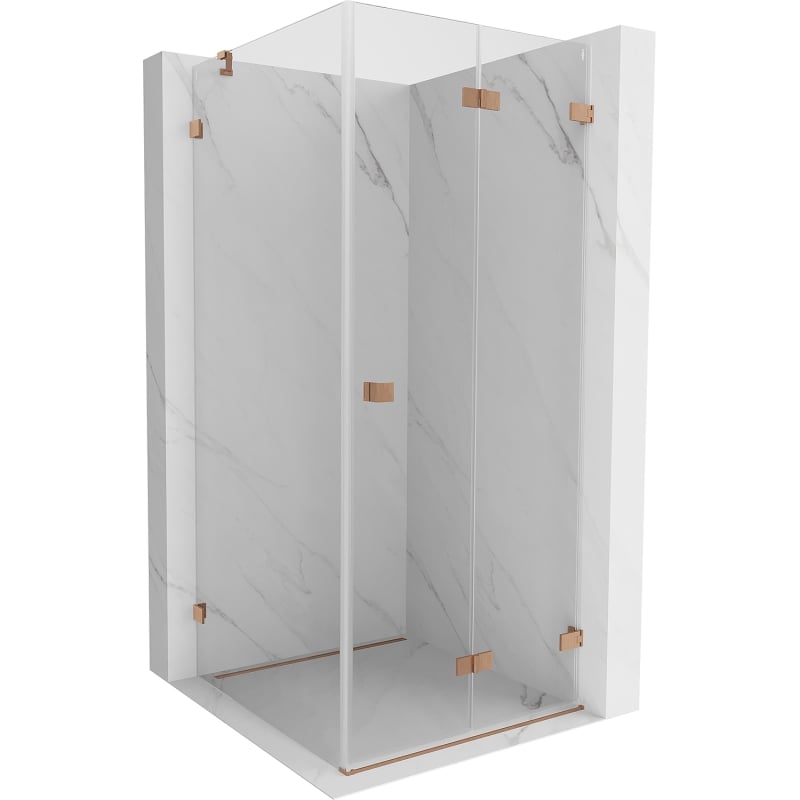 Mexen Lunar-F faltbare Duschkabine rechts 90 x 90 cm, transparent, gebürstetes Kupfer- 836-090-090-65-00-P