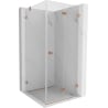 Mexen Lunar-F cabine de douche repliable droite 90 x 90 cm, transparent, cuivre brossé- 836-090-090-65-00-P