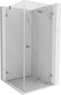 Mexen Lunar-F cabine de douche pliante droite 90 x 90 cm, transparent, cuivre brossé- 836-090-090-65-00-P