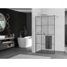 Mexen Kioto+ paroi de douche avec étagère Walk-in 110 x 200 cm, carreaux noirs, chrome - 800-110-121-01-77