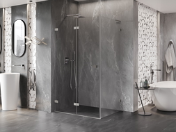 Mexen Lunar-F L cabina doccia pieghevole sinistra 85 x 80 cm, trasparente, nichel spazzolato - 836L-085-080-97-00-L