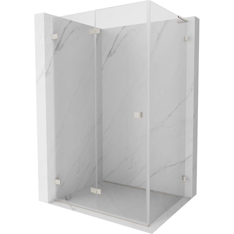 Mexen Lunar-F L faltbare Duschkabine links 90 x 80 cm, transparent, gebürsteter Nickel - 836L-090-080-97-00-L