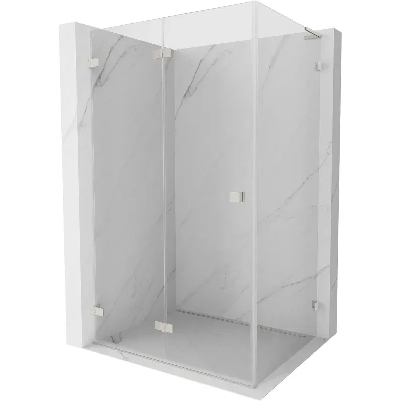 Mexen Lunar-F L cabine de douche pliante gauche 100 x 80 cm, transparent, nickel brossé - 836L-100-080-97-00-L