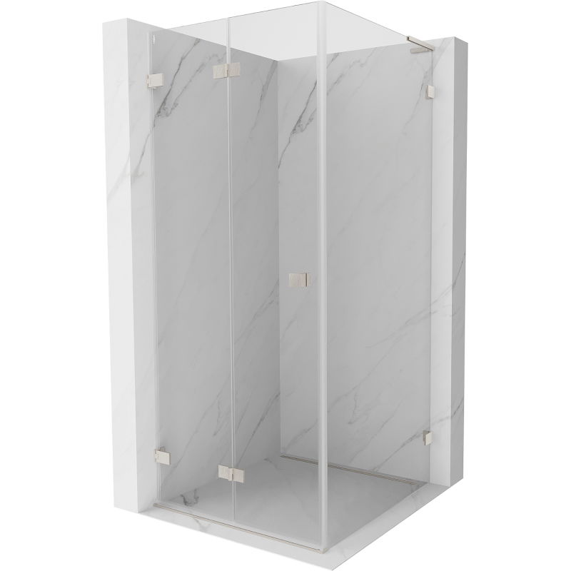 Mexen Lunar-F L Falt-Duschkabine links 90 x 90 cm, transparent, gebürstetes Nickel - 836L-090-090-97-00-L
