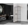 Mexen Kioto ścianka prysznicowa Walk-in 90 x 200 cm, czarna kratka 8 mm, różowe złoto - 800-090-101-60-77