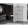 Mexen Kioto ścianka prysznicowa Walk-in 100 x 200 cm, czarna kratka 8 mm, różowe złoto - 800-100-101-60-77