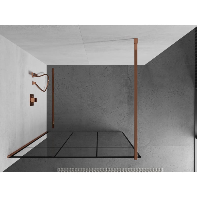 Mexen Kioto paroi de douche Walk-in 110 x 200 cm, grille noire 8 mm, or rose - 800-110-101-60-77