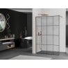 Mexen Kioto ścianka prysznicowa Walk-in 130 x 200 cm, czarna kratka 8 mm, różowe złoto - 800-130-101-60-77