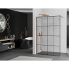 Mexen Kioto panel de ducha Walk-in 140 x 200 cm, cuadrícula negra 8 mm, oro rosa - 800-140-101-60-77