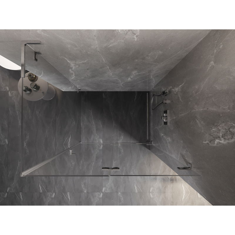 Mexen Lunar-F L prha za prho zložljiva prava 95 x 90 cm, prosojna, kromirana - 836L-095-090-01-00-P