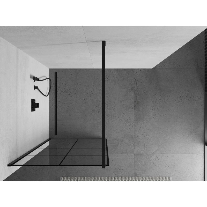 Mexen Kioto paroi de douche Walk-in 80 x 200 cm, grille noire 8 mm, noir - 800-080-101-70-77