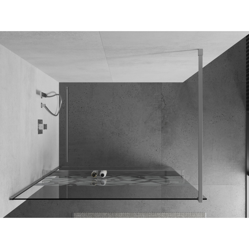 Mexen Kioto+ douchewand met plank 70 x 200 cm, wit patroon, chroom - 800-070-121-01-85