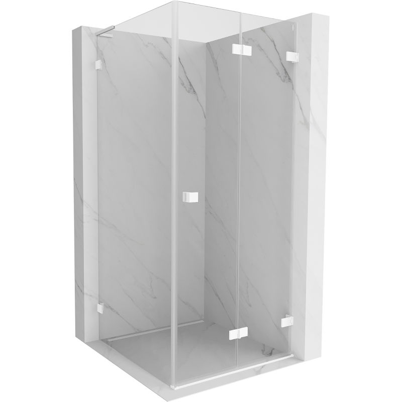 Mexen Lunar-F L Duschkabine klappbar rechts 80 x 80 cm, transparent, weiß - 836L-080-080-20-00-P