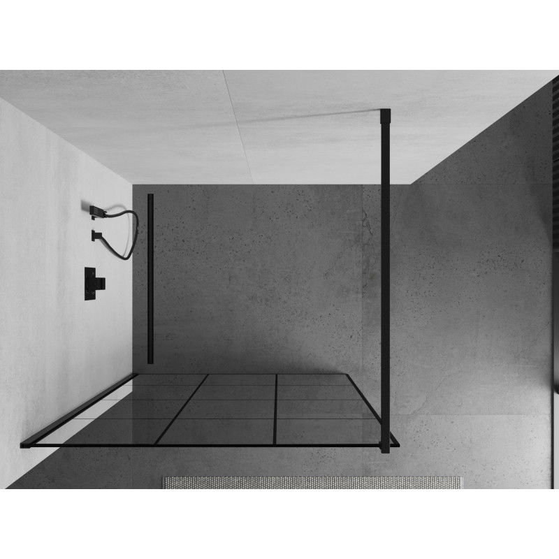 Mexen Kioto Duschwand Walk-in 100 x 200 cm, schwarzes Gitter 8 mm, schwarz - 800-100-101-70-77