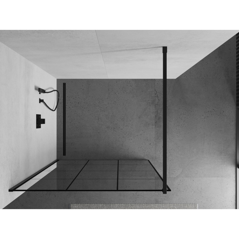Mexen Kioto dušisein Walk-in 120 x 200 cm, must ruudustik 8 mm, must - 800-120-101-70-77