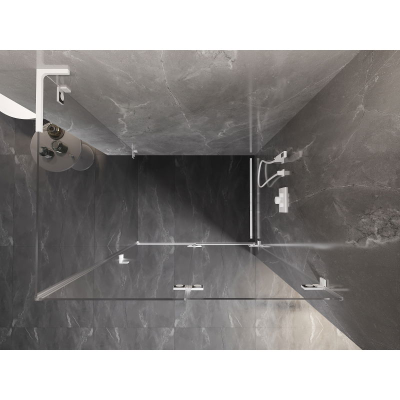 Mexen Lunar-F L opvouwbare douchecabine rechts 100 x 90 cm, transparant, wit - 836L-100-090-20-00-P