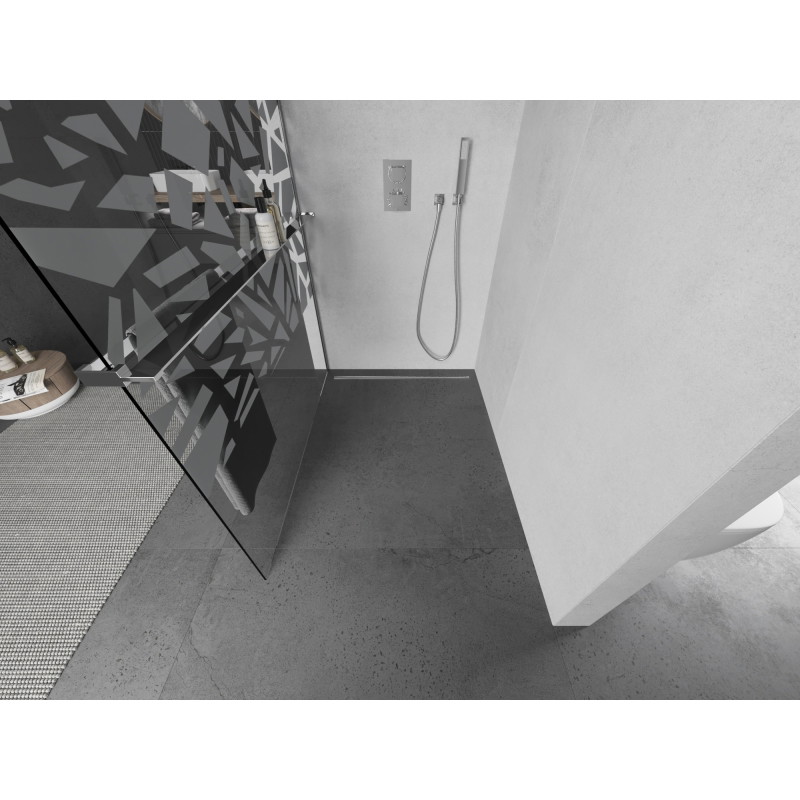 Mexen Kioto+ dušisein riiuliga Walk-in 80 x 200 cm, valge muster, kroom - 800-080-121-01-85