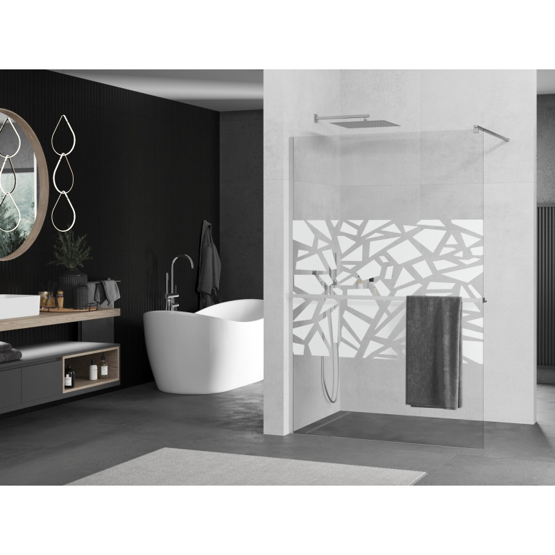 Mexen Kioto+ dušisein riiuliga Walk-in 80 x 200 cm, valge muster, kroom - 800-080-121-01-85