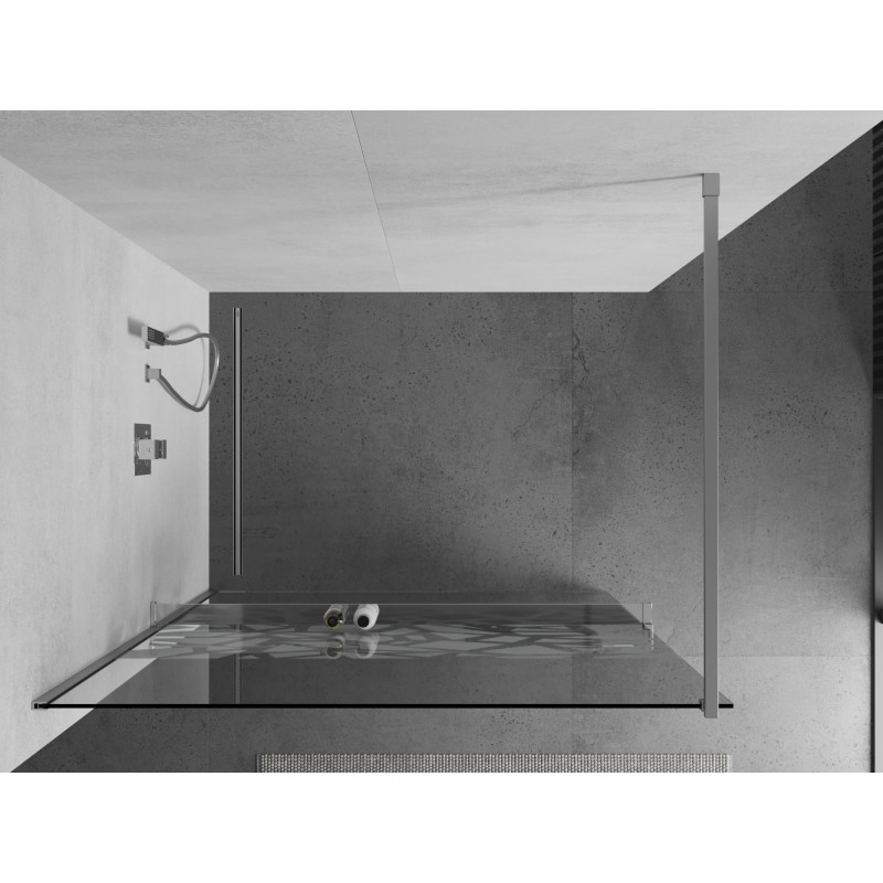 Mexen Kioto+ dušisein riiuliga Walk-in 80 x 200 cm, valge muster, kroom - 800-080-121-01-85