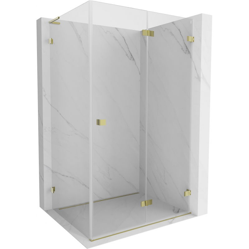Mexen Lunar-F L faltbare Duschkabine rechts 85 x 70 cm, transparent, gold - 836L-085-070-50-00-P