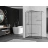Mexen Kioto Walk-in Shower Wall 110 x 200 cm, Black Pattern 8 mm, Chrome - 800-110-101-01-78