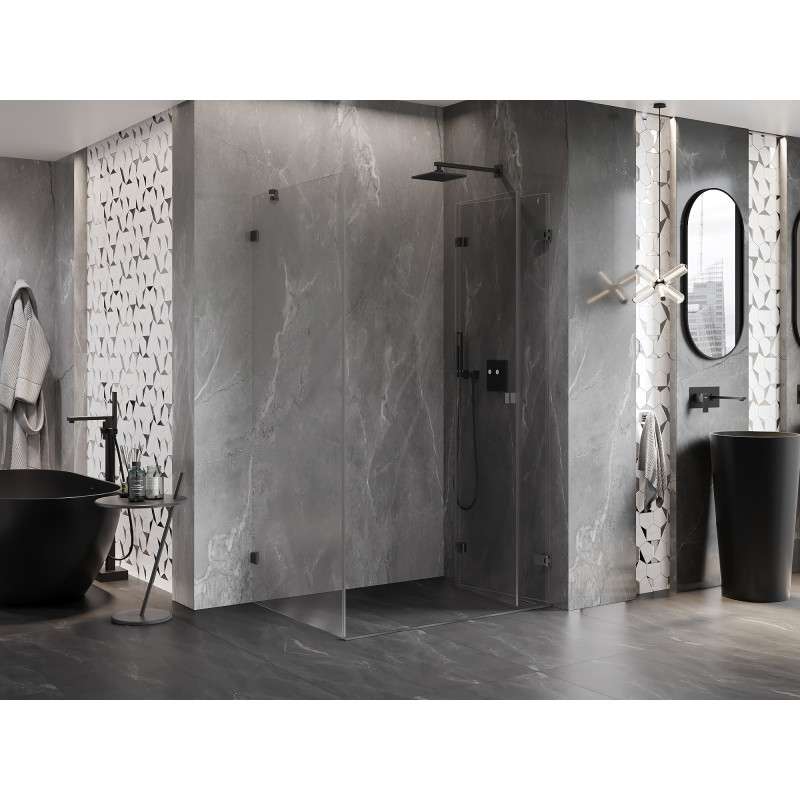 Mexen Lunar-F preklopna desna tuš kabina 90 x 80 cm, prozirna, gun metal - 836-090-080-95-00-P
