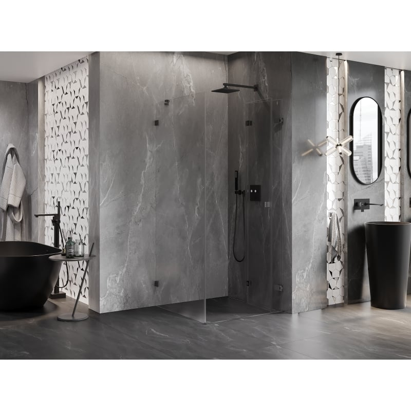 Mexen Lunar-F cabina doccia pieghevole destra 90 x 90 cm, trasparente, gun metal - 836-090-090-95-00-P