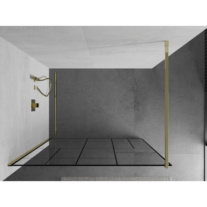 Mexen Kioto dušisein Walk-in 70 x 200 cm, must muster 8 mm, kuldne - 800-070-101-50-78