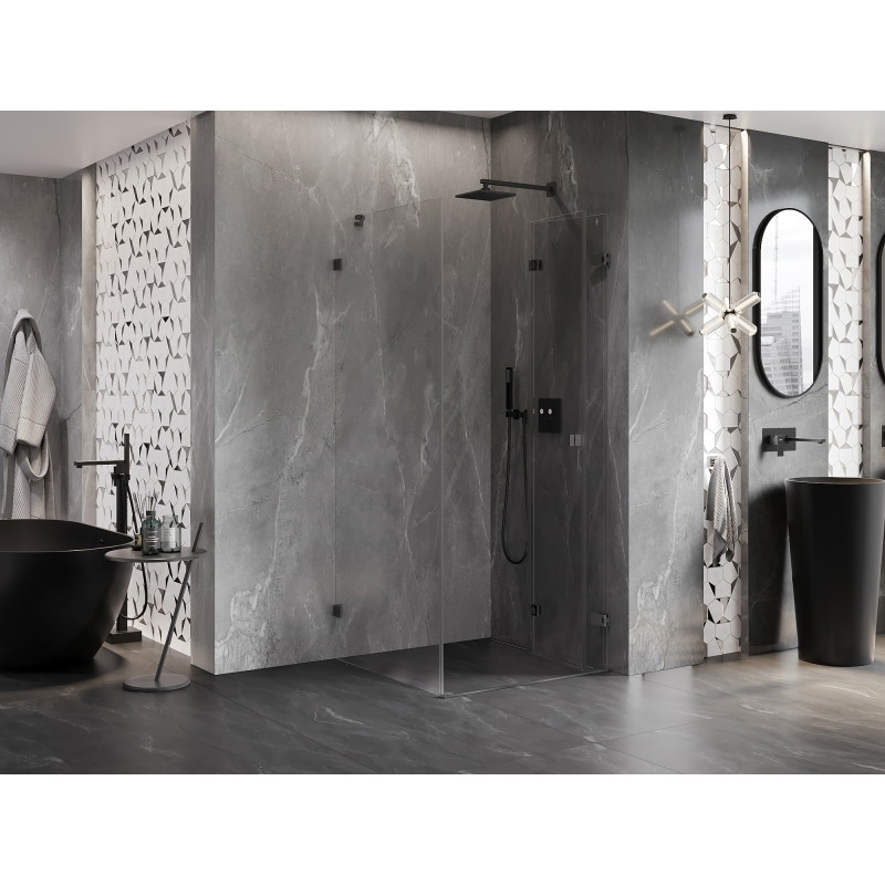Mexen Lunar-F kokkupandav dušinurk parem 100 x 100 cm, läbipaistev, gun metal - 836-100-100-95-00-P