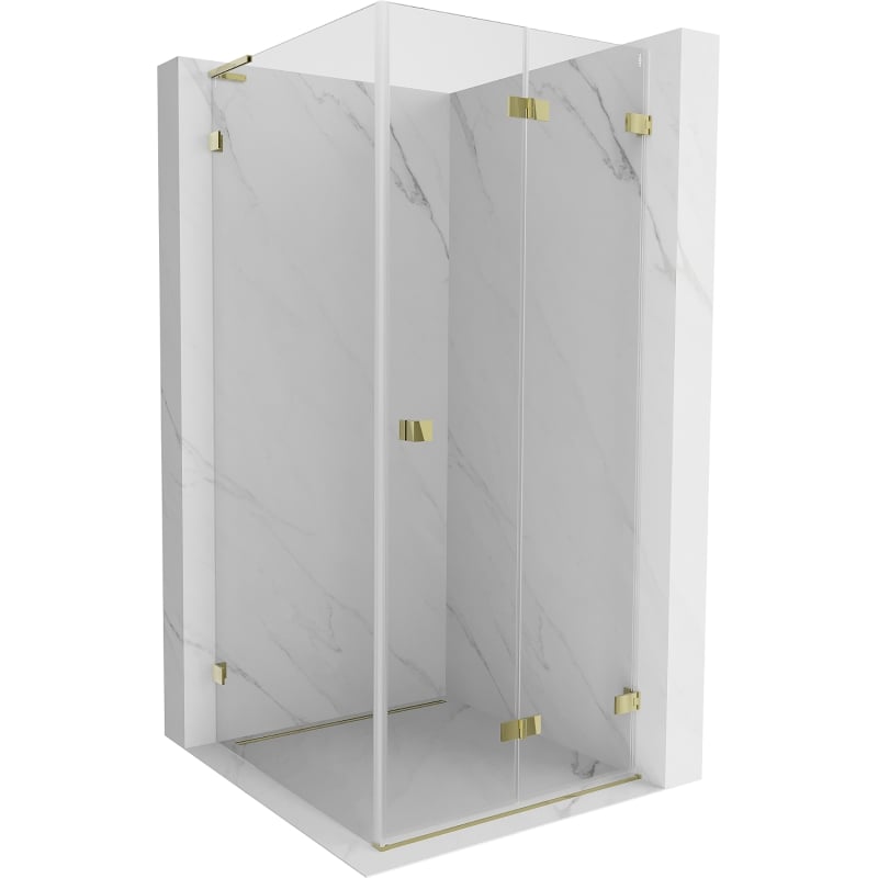 Mexen Lunar-F L Klapp-Duschkabine rechts 100 x 100 cm, transparent, gold - 836L-100-100-50-00-P