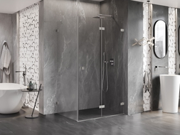 Mexen Lunar-F folding shower enclosure right 100 x 80 cm, transparent, brushed nickel - 836-100-080-97-00-P