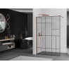 Mexen Kioto Dušisein Walk-in 90 x 200 cm, must muster 8 mm, roosa kuld - 800-090-101-60-78