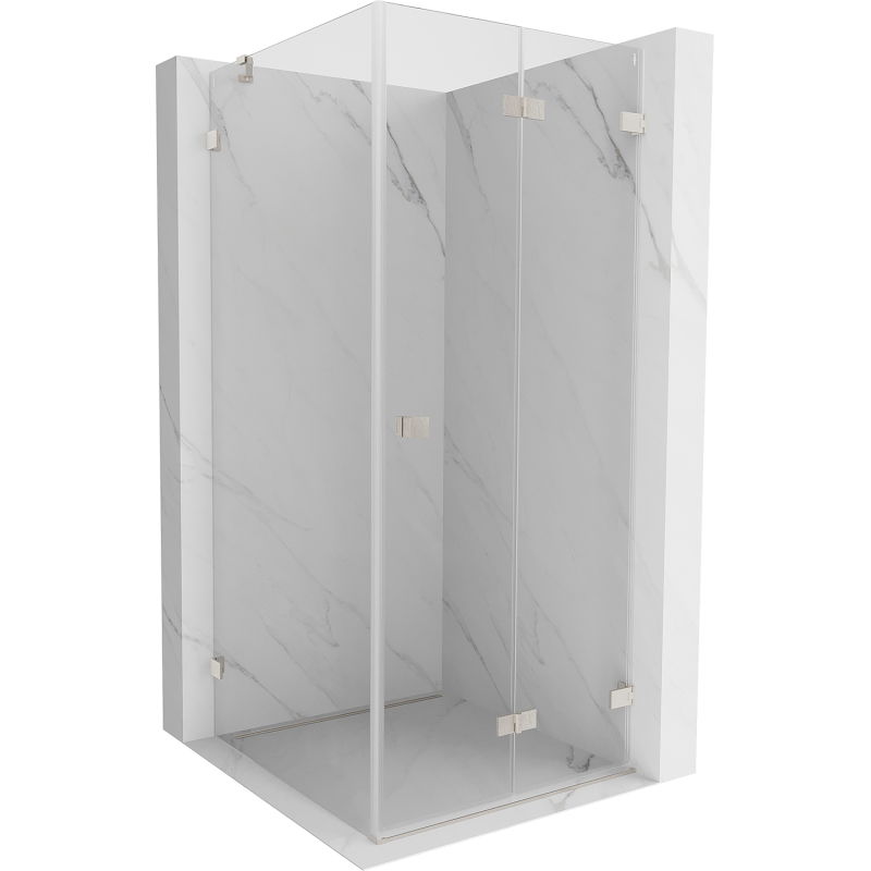 Mexen Lunar-F Duschkabine faltbar rechts 100 x 100 cm, transparent, gebürstetes Nickel - 836-100-100-97-00-P