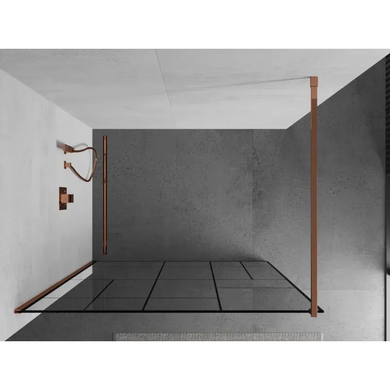 Mexen Kioto paroi de douche Walk-in 110 x 200 cm, motif noir 8 mm, or rose - 800-110-101-60-78