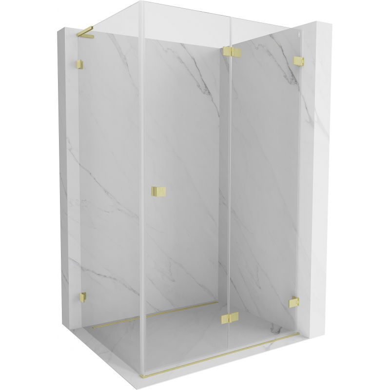 Mexen Lunar-F L Duschkabine faltbare rechte 80 x 70 cm, transparent, gebürstetes Gold - 836L-080-070-55-00-P