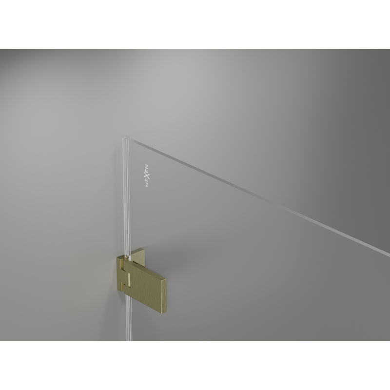 Mexen Lunar-F L cabina de ducha plegable derecha 80 x 80 cm, transparente, dorado cepillado - 836L-080-080-55-00-P
